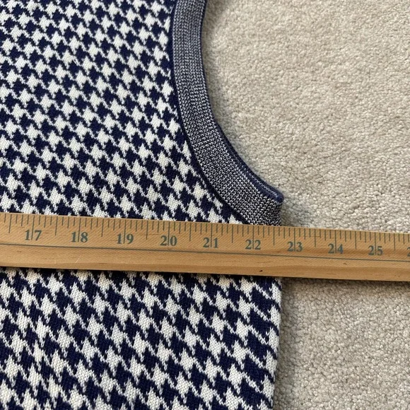Vintage Bobby Jones Sweater Vest Mens L Blue Houndstooth Cotton Golf Preppy - Picture 5 of 8